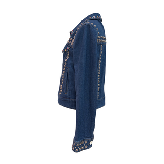 Miu Miu Embellished Studded Denim Jacket Blue Size 40