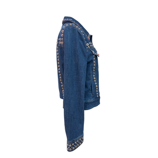 Miu Miu Embellished Studded Denim Jacket Blue Size 40