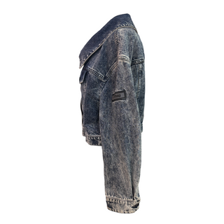 Miu Miu Acid Wash Cropped Denim Jacket Blue Size 38