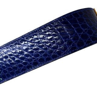 Hermès Blue Kelly Dog Extreme Exotic Leather Bracelet Gold Hardware