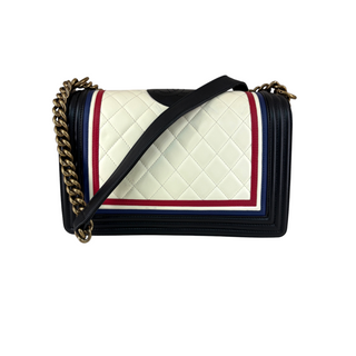 Chanel Tricolour Boy Flap Bag Quilted Leather Aged Gold-Tone Hardware