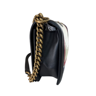 Chanel Tricolour Boy Flap Bag Quilted Leather Aged Gold-Tone Hardware