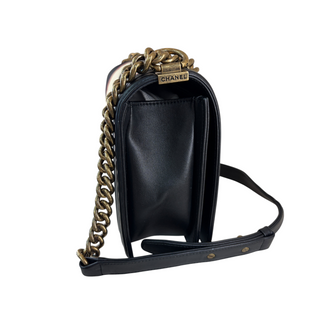 Chanel Tricolour Boy Flap Bag Quilted Leather Aged Gold-Tone Hardware