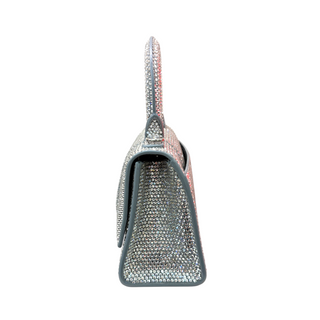 Balenciaga Silver Crystal Embellished Hourglass Mini Top Handle Bag