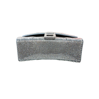 Balenciaga Silver Crystal Embellished Hourglass Mini Top Handle Bag