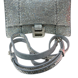 Balenciaga Silver Crystal Embellished Hourglass Mini Top Handle Bag