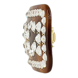 Gucci Crystal Logo Hair Barrette in Tortoiseshell
