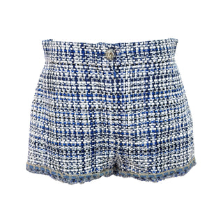 Chanel Blue Tweed High-Waisted Shorts
