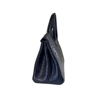 Hermès Birkin 25 Navy Blue Crocodile Palladium Hardware