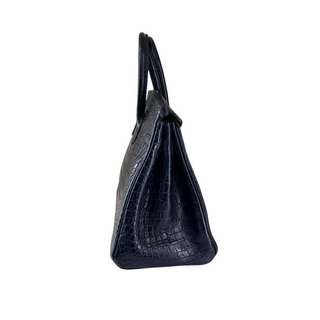 Hermès Birkin 25 Navy Blue Crocodile Palladium Hardware