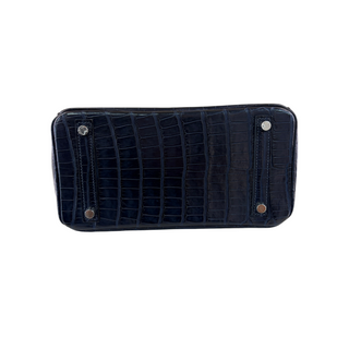 Hermès Birkin 25 Navy Blue Crocodile Palladium Hardware