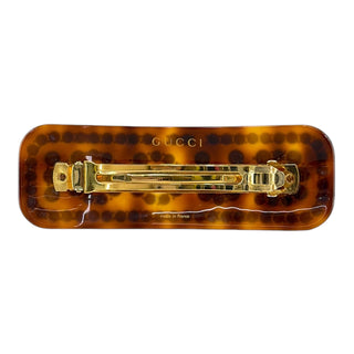 Gucci Crystal Logo Hair Barrette in Tortoiseshell