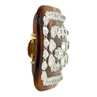 Gucci Crystal Logo Hair Barrette in Tortoiseshell