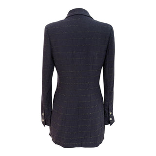 Chanel Navy Metallic Tweed Pocket Jacket Dress
