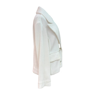 Chanel White Cotton Double-Breasted Textured Jacket