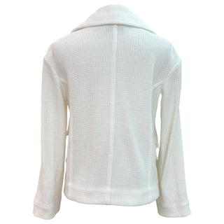 Chanel White Cotton Double-Breasted Textured Jacket