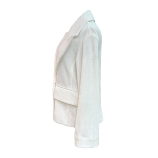 Chanel White Cotton Double-Breasted Textured Jacket