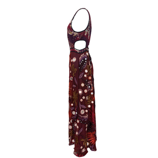 Burberry Burgundy Multicolour Embellished Floral Maxi Dress Size 44