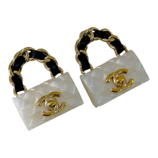 Chanel Mini Flap Bag Drop Earrings