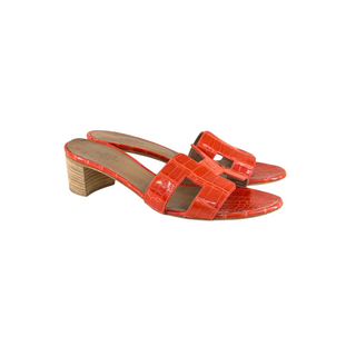 Hermès Oasis Orange Exotic Leather Heeled Sandals