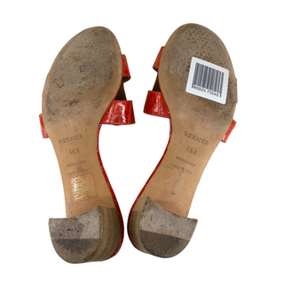Hermès Oasis Orange Exotic Leather Heeled Sandals