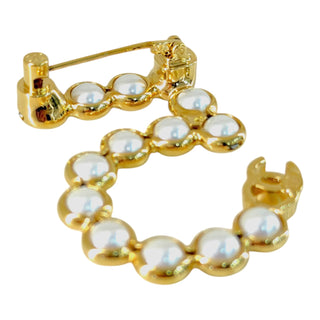 Chanel Faux Pearl CC Monogram Brooch