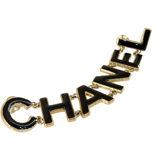 Chanel Black Enamel CHANEL Logo Brooch