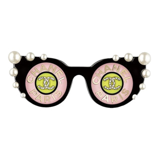 Chanel Pearl Embellished CC Logo Sunglasses Brooch