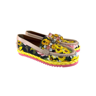 Dolce & Gabbana Floral Print Crystal Embellished Loafers