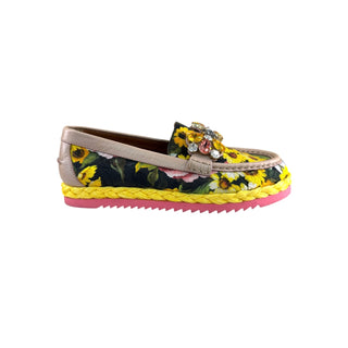 Dolce & Gabbana Floral Print Crystal Embellished Loafers