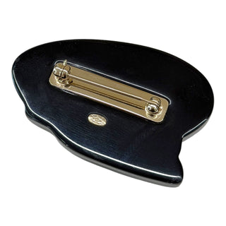 Chanel CC Captain Hat Resin Brooch Navy Blue & Gold