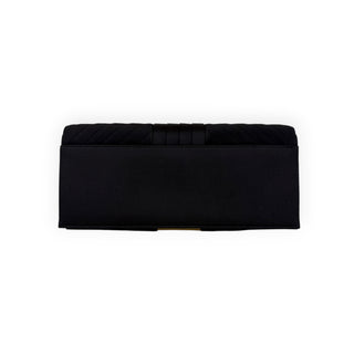 Chanel Black Chevron Quilted Long Flap Clutch Bag with Gold Hardware