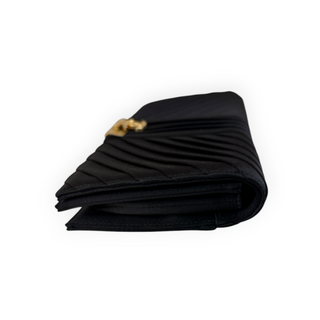 Chanel Black Chevron Quilted Long Flap Clutch Bag with Gold Hardware
