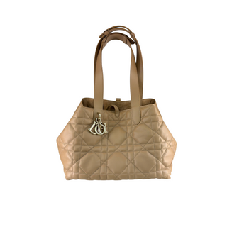 Christian Dior Beige Cannage Quilted Leather Tote Bag