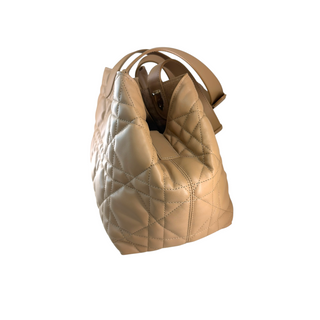 Christian Dior Beige Cannage Quilted Leather Tote Bag
