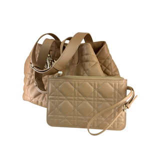 Christian Dior Beige Cannage Quilted Leather Tote Bag