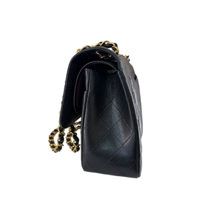 Chanel Black Classic Maxi Double Flap Caviar Leather Gold Hardware