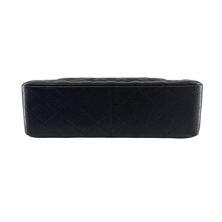Chanel Black Classic Maxi Double Flap Caviar Leather Gold Hardware