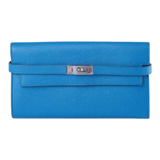 Hermès Kelly Longue Wallet in Bleu Electrique Epsom Leather with Palladium Hardware