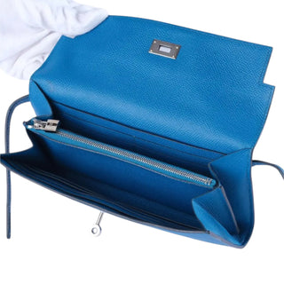 Hermès Kelly Longue Wallet in Bleu Electrique Epsom Leather with Palladium Hardware