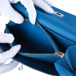 Hermès Kelly Longue Wallet in Bleu Electrique Epsom Leather with Palladium Hardware