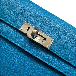 Hermès Kelly Longue Wallet in Bleu Electrique Epsom Leather with Palladium Hardware