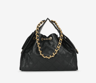 Chanel Small 25 Handbag Black Grained Calfskin with Gold-Tone Hardware