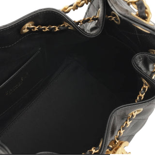 Chanel Small 25 Handbag Black Grained Lambskin with Gold-Tone Hardware