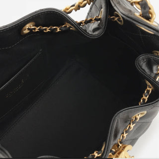 Chanel Small 25 Handbag Black Grained Calfskin with Gold-Tone Hardware