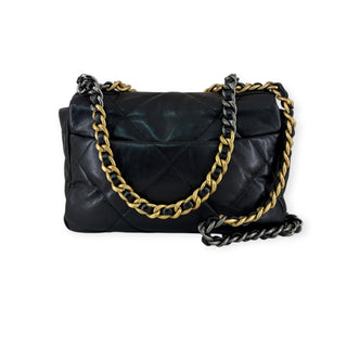 Chanel Black Lambskin Quilted 19 Flap Bag with Mixed Metal Hardware