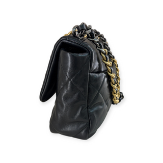 Chanel Black Lambskin Quilted 19 Flap Bag with Mixed Metal Hardware