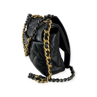 Chanel Black Lambskin Quilted 19 Flap Bag with Mixed Metal Hardware