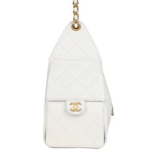 Chanel Mini 25 Hobo Bag in White Caviar Leather with Antique Gold Hardware