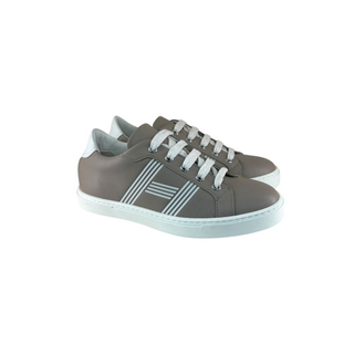 Hermès Grey and White Leather Avantage Sneakers Size EU 36